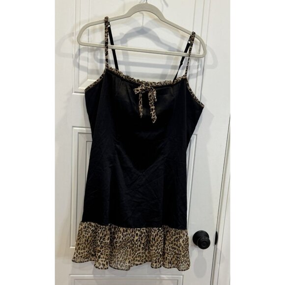 Cacique Other - Cacique Black with Leopard Trim RUNS SMALL EUC